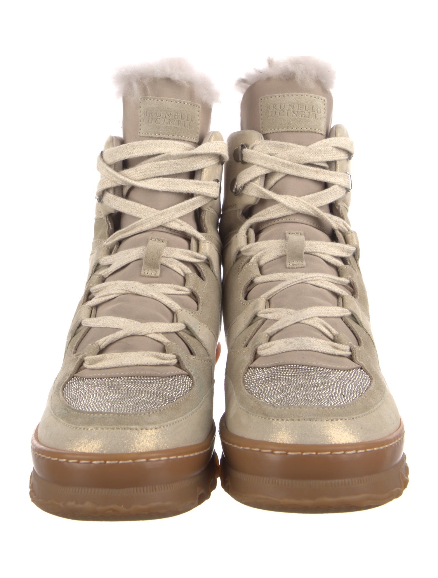 Brunello Cucinelli Monili Suede Combat Boots